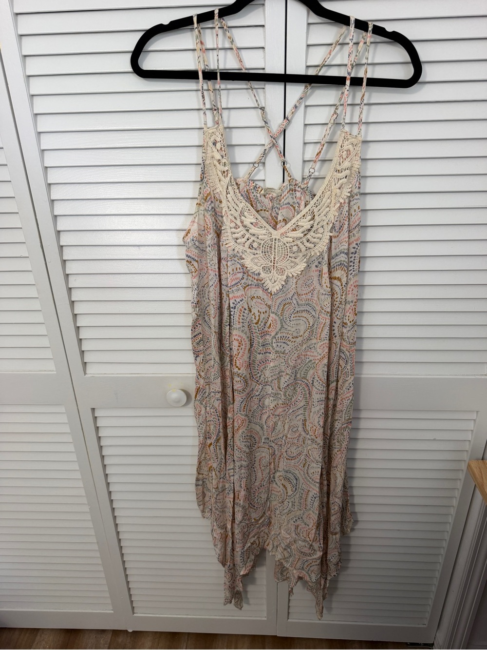 World Market Cream Paisley Crochet Sundress Size L/XL